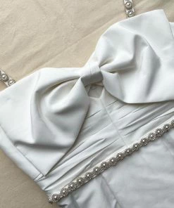 Self-portrait White Taffeta Bow Mini Dress READY TO WEAR