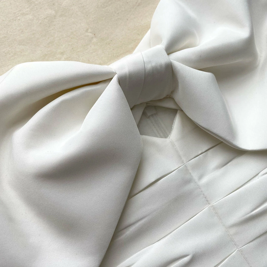 Self-portrait White Taffeta Bow Mini Dress READY TO WEAR