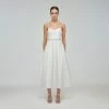 Self-portrait White Taffeta Diamante Strap Midi Dress READY TO WEAR