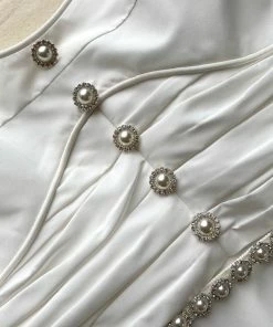 Self-portrait White Taffeta Diamante Strap Midi Dress READY TO WEAR