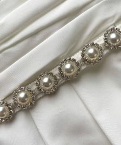 Self-portrait White Taffeta Diamante Strap Midi Dress READY TO WEAR