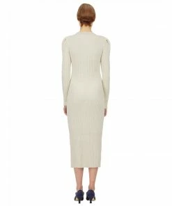 Self-portrait Ivory Lurex Longline Knit Cardigan