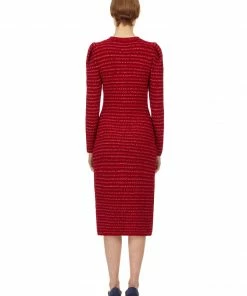 Self-portrait Red Melange Longline Knit Cardigan READY TO WEAR