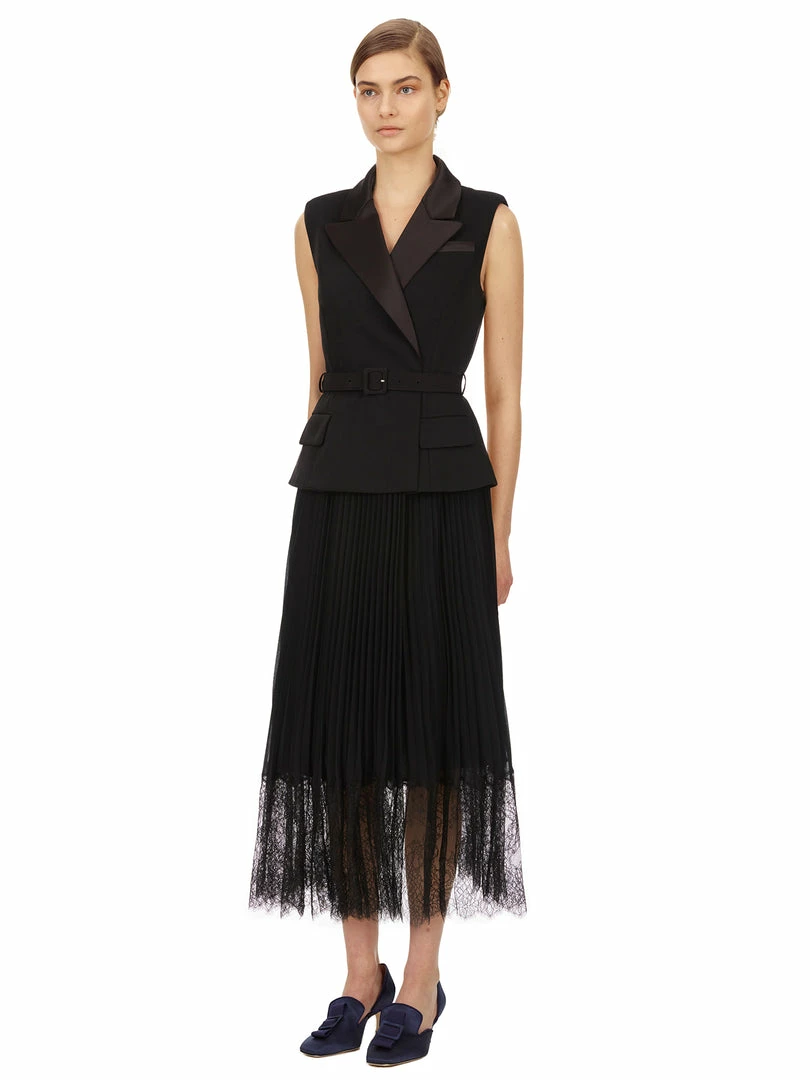 Self-portrait READY TO WEAR Tailored Crepe And Chiffon Midi Dress