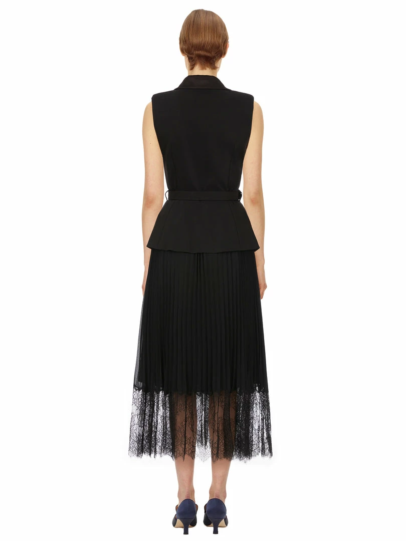 Self-portrait READY TO WEAR Tailored Crepe And Chiffon Midi Dress