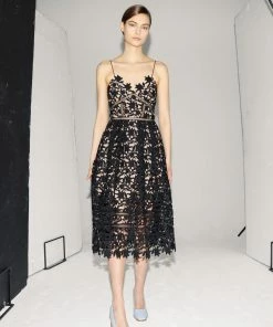 Self-portrait READY TO WEAR Black Azaelea Midi Dress