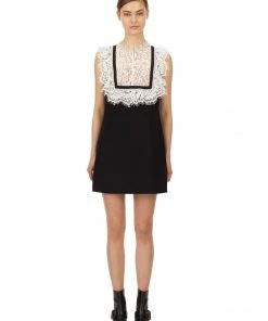 Self-portrait Monochrome Fine Lace Crepe Mini Dress Wedding Guest