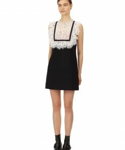 Self-portrait Monochrome Fine Lace Crepe Mini Dress Wedding Guest