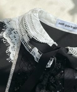 Self-portrait Monochrome Frill Collar Top