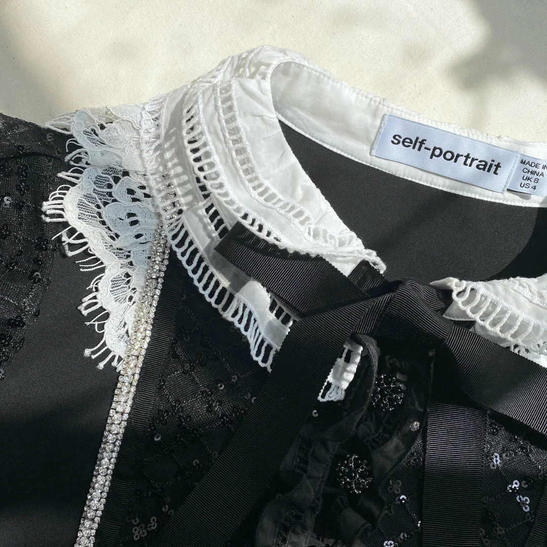 Self-portrait Monochrome Frill Collar Top