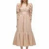 Self-portrait Taupe Taffeta Midi Dress READY TO WEAR