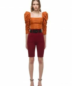 Self-portrait Cinnamon Taffeta Top Tops