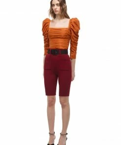 Self-portrait Cinnamon Taffeta Top Tops