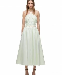 Self-portrait Pastel Jade Taffeta Midi Dress