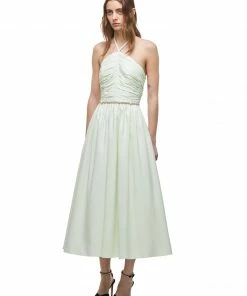 Self-portrait Pastel Jade Taffeta Midi Dress