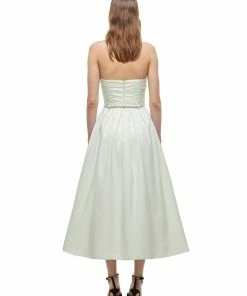 Self-portrait Pastel Jade Taffeta Midi Dress