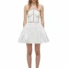 Self-portrait White Taffeta Diamante Trim Mini Dress READY TO WEAR