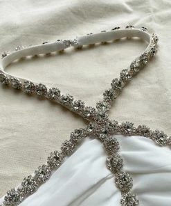 Self-portrait White Taffeta Diamante Trim Mini Dress READY TO WEAR