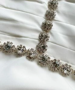 Self-portrait White Taffeta Diamante Trim Mini Dress READY TO WEAR