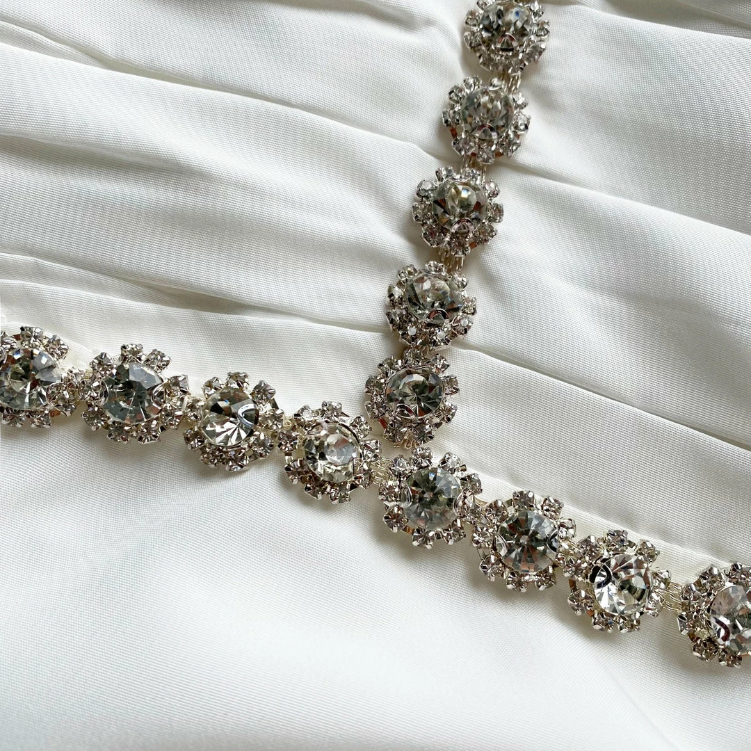 Self-portrait White Taffeta Diamante Trim Mini Dress READY TO WEAR