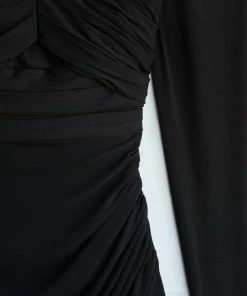 Self-portrait READY TO WEAR Black Jersey Gathered Midi Dress