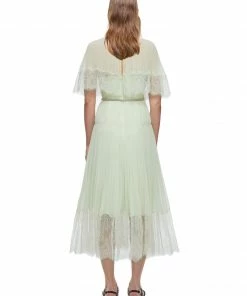 Self-portrait READY TO WEAR Pastel Jade Chiffon Midi Dress