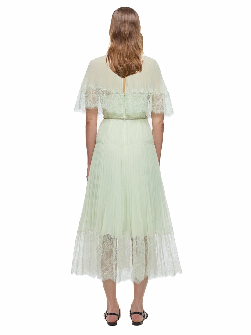 Self-portrait READY TO WEAR Pastel Jade Chiffon Midi Dress