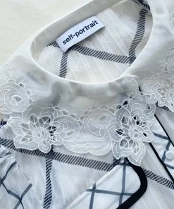 Self-portrait Monochrome Check Chiffon Midi Dress