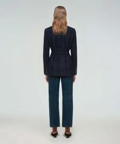 Self-portrait READY TO WEAR Navy Metallic Boucle Jacket