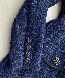 Self-portrait READY TO WEAR Navy Metallic Boucle Jacket