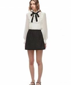 Self-portrait READY TO WEAR Black Metallic Wool Skirt