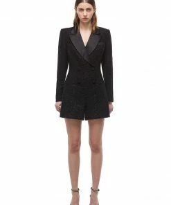 Self-portrait Black Metallic Playsuit READY TO WEAR