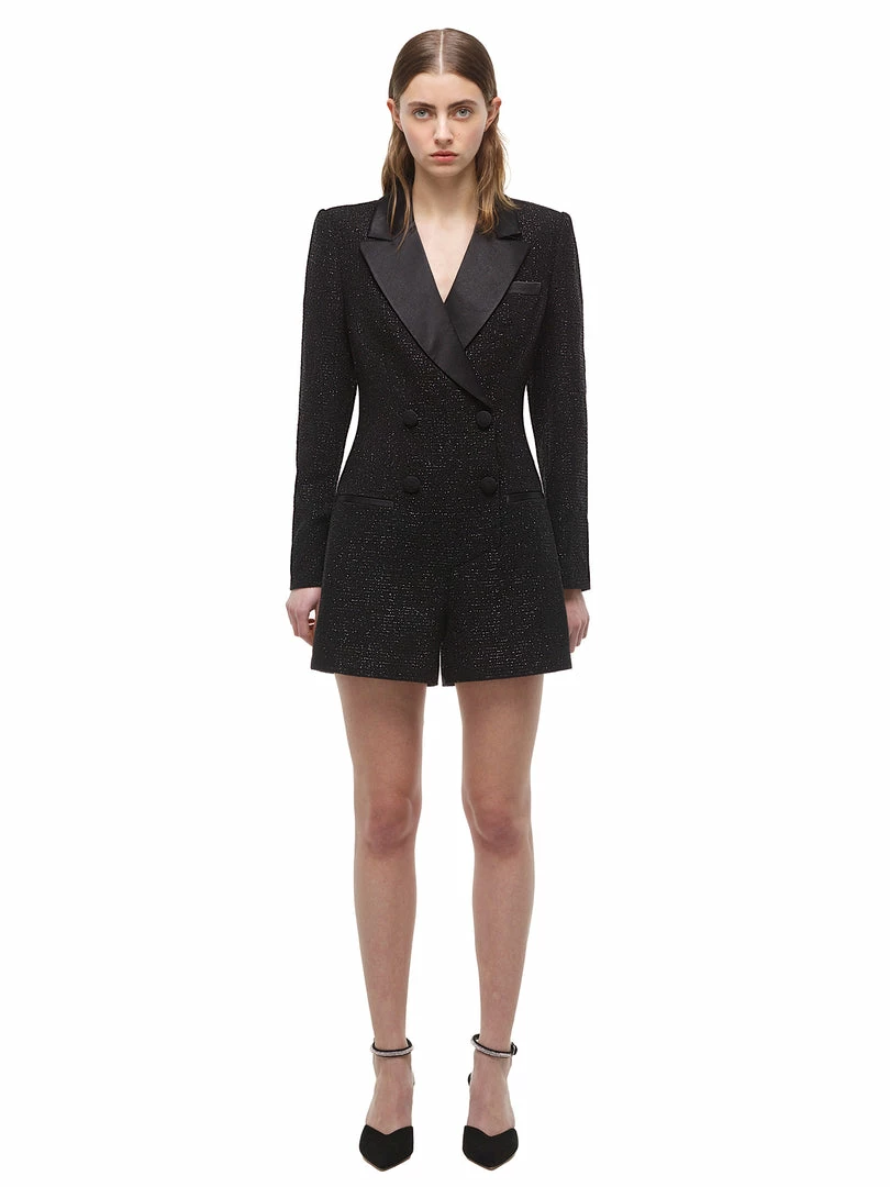 Self-portrait Black Metallic Playsuit READY TO WEAR