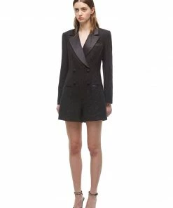 Self-portrait Black Metallic Playsuit READY TO WEAR