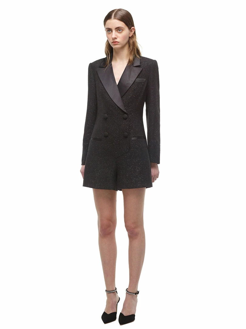 Self-portrait Black Metallic Playsuit READY TO WEAR