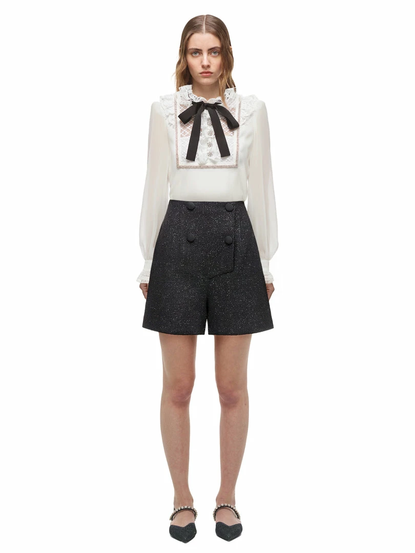 Self-portrait Black Metallic Short