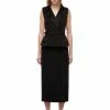 Self-portrait Black Tailored Crepe And Jersey Midi Dress READY TO WEAR