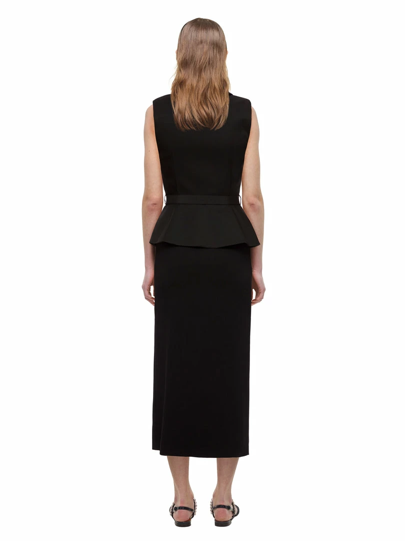 Self-portrait Black Tailored Crepe And Jersey Midi Dress READY TO WEAR