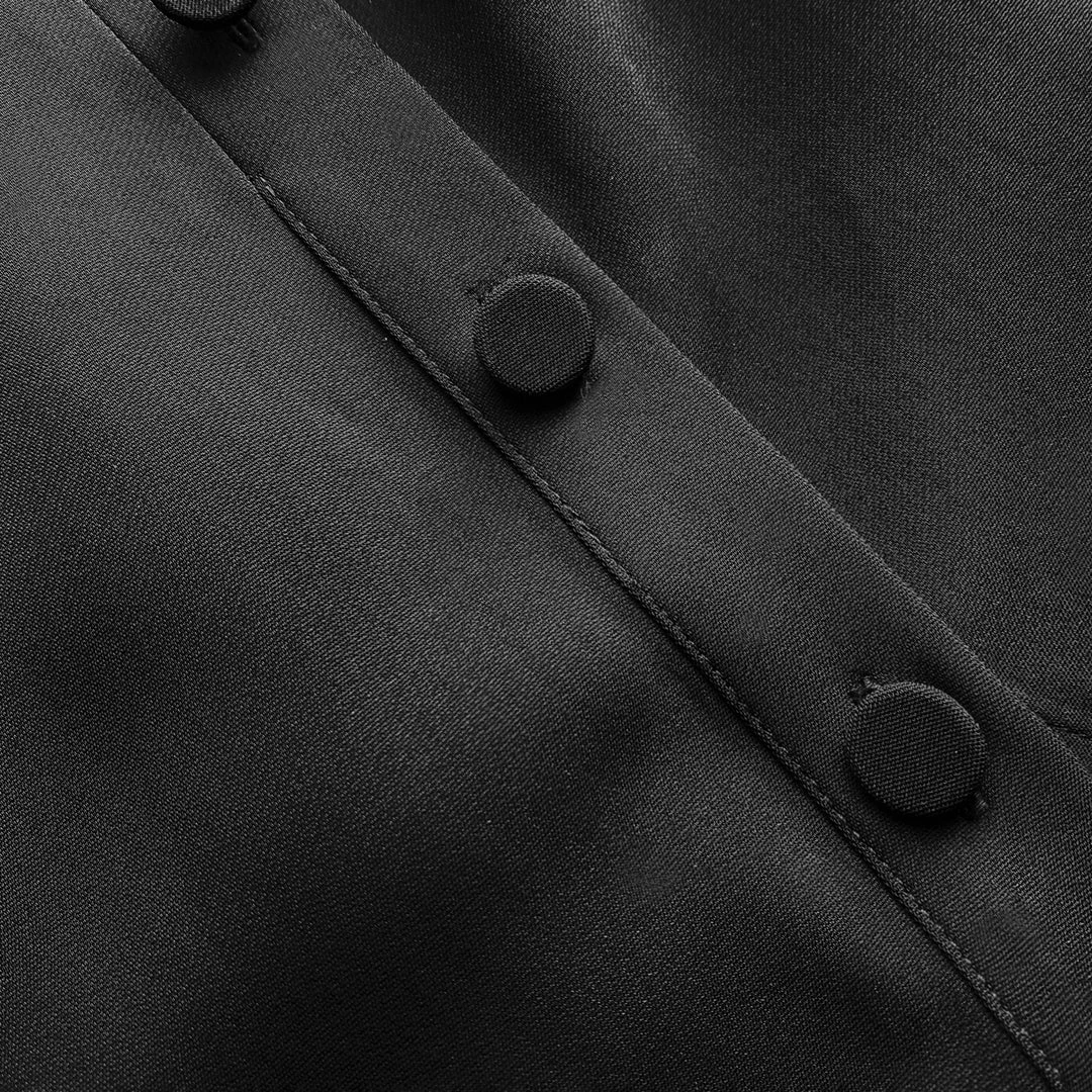 Self-portrait Black Tailored Crepe And Jersey Midi Dress READY TO WEAR