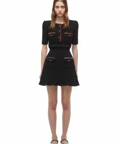 Self-portrait READY TO WEAR Black Lurex Contrast Trim Mini Dress