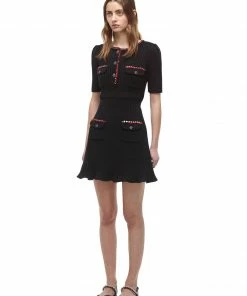 Self-portrait READY TO WEAR Black Lurex Contrast Trim Mini Dress