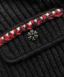 Self-portrait READY TO WEAR Black Lurex Contrast Trim Fitted Mini Dress