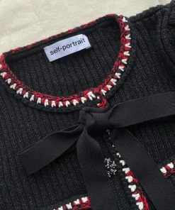 Self-portrait READY TO WEAR Black Lurex Contrast Trim Fitted Mini Dress