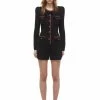 Self-portrait Black Lurex Contrast Trim Playsuit