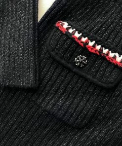 Self-portrait Black Lurex Contrast Trim Playsuit