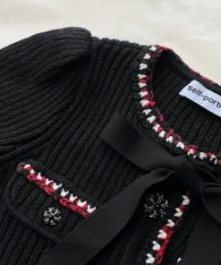 Self-portrait Black Lurex Contrast Trim Playsuit