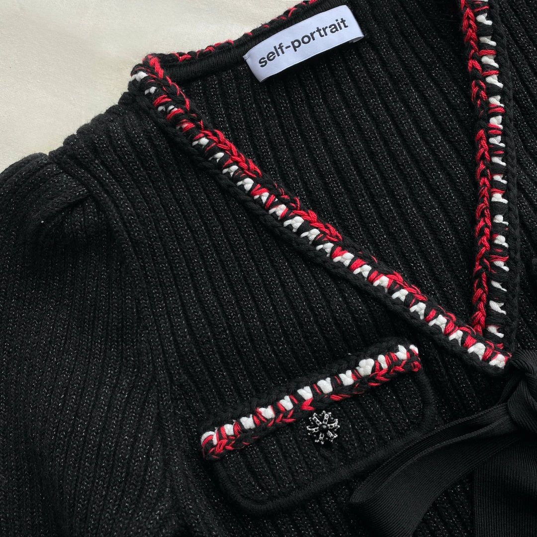 Self-portrait Black Lurex Knit Mini Dress READY TO WEAR