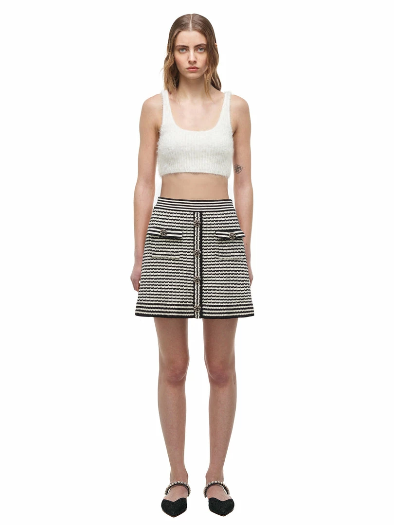 Self-portrait Monochrome Melange Knit Skirt READY TO WEAR