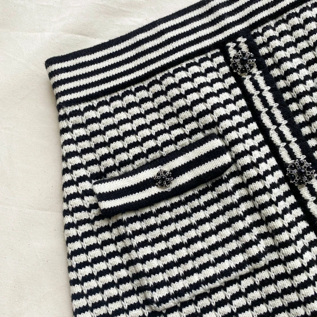 Self-portrait Monochrome Melange Knit Skirt READY TO WEAR