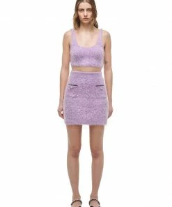 Self-portrait Lilac Fluffy Knit Skirt READY TO WEAR
